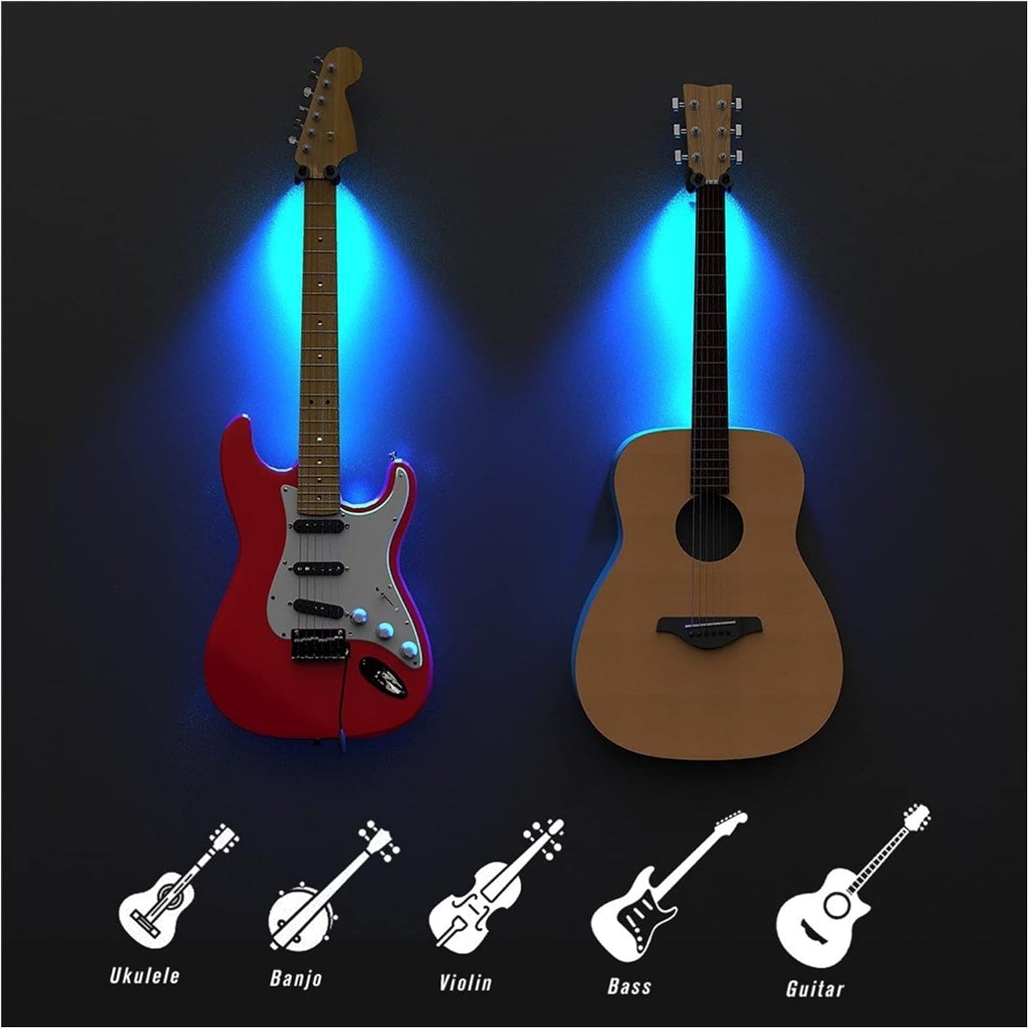 Suporte de parede LED para guitarra – Ilumine seu instrumento 