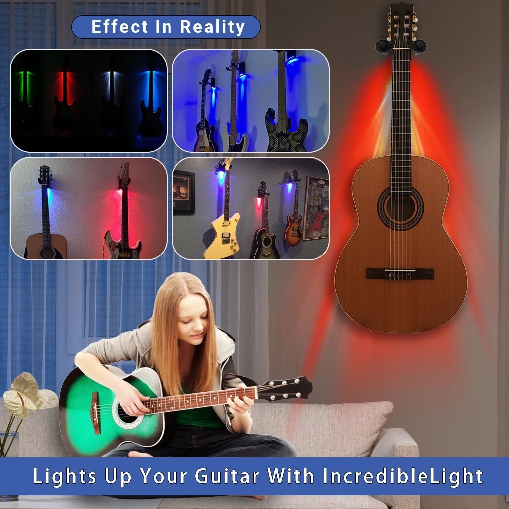 Suporte de parede LED para guitarra – Ilumine seu instrumento 