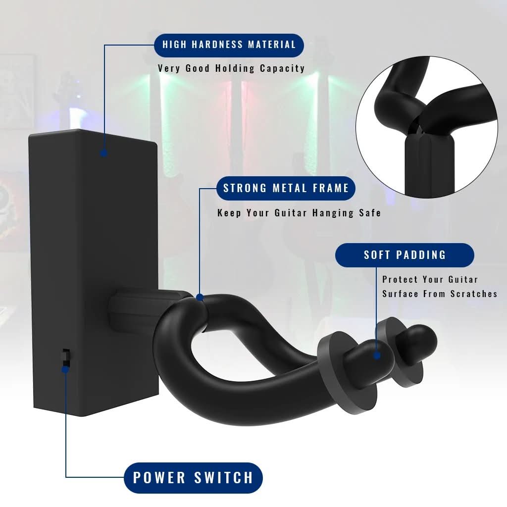 Seinälle asennettava LED-tuki kitaralle – Valaise instrumenttisi 