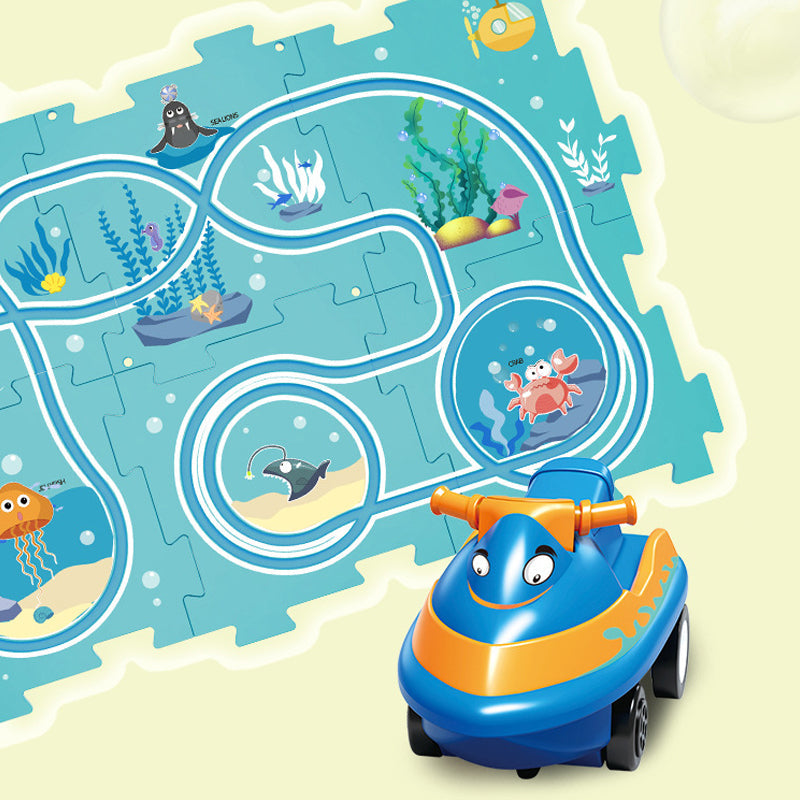 פאזל מעגל חינוכי עם רכבים חשמליים 