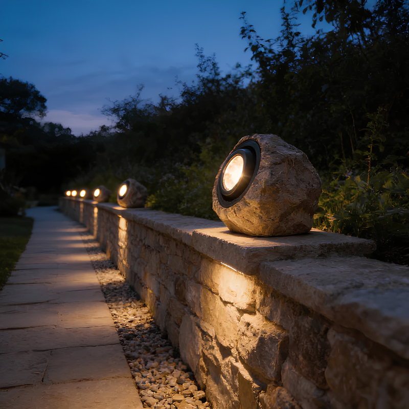 Lampe solaire extérieure – éclairage style pierre naturel