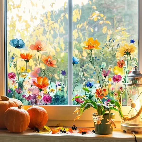 Adesivos de flores para janelas 