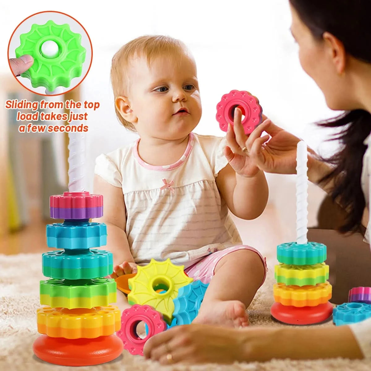 Brinquedo de empilhar para bebê – estimulação e aprendizado 