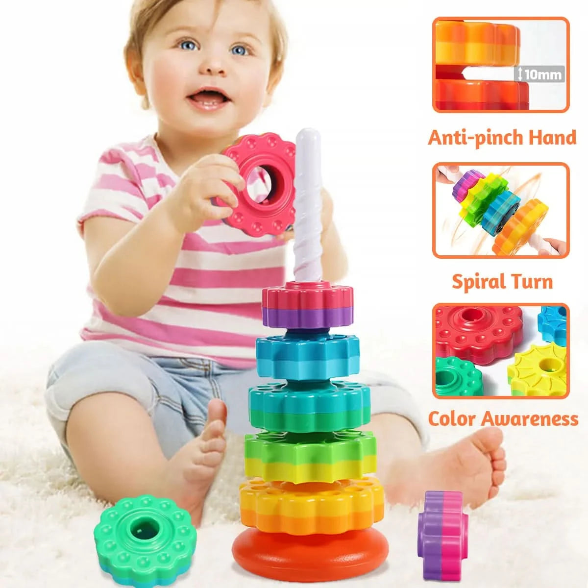 Brinquedo de empilhar para bebê – estimulação e aprendizado 