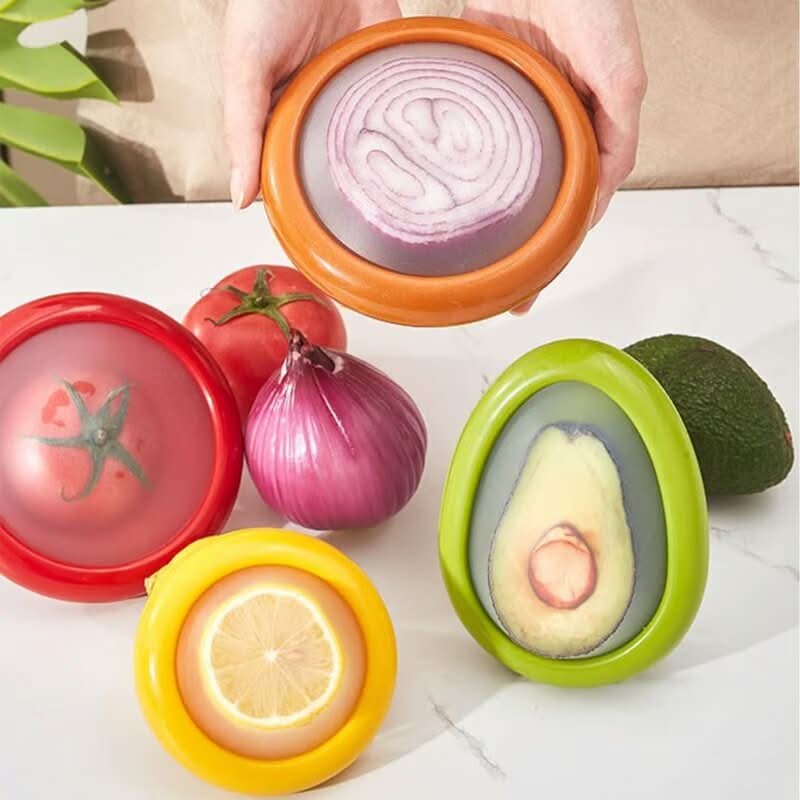 Tampas reutilizáveis para frutas e legumes cortados (x4) 
